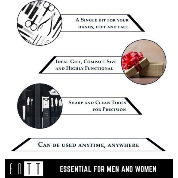 Manicure Pedicure Set 18 in 1 Grooming Kit for Men Premium - Picture 4 of 6